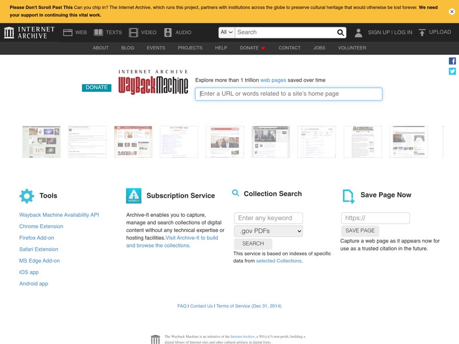 Screenshot of Wayback Machine