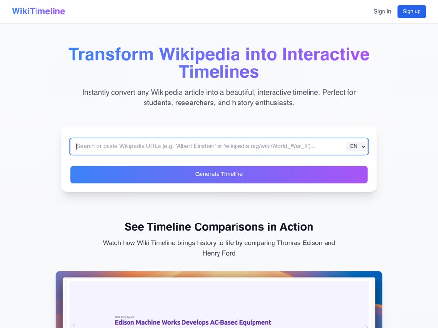 Screenshot of WikiTimeline
